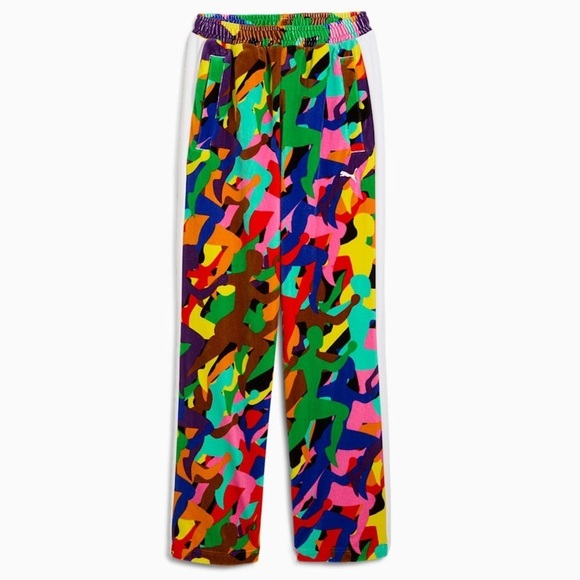 Puma T7 Men's Velour Track Pants mens size small soccer rainbow patterned stripe - Picture 2 of 15